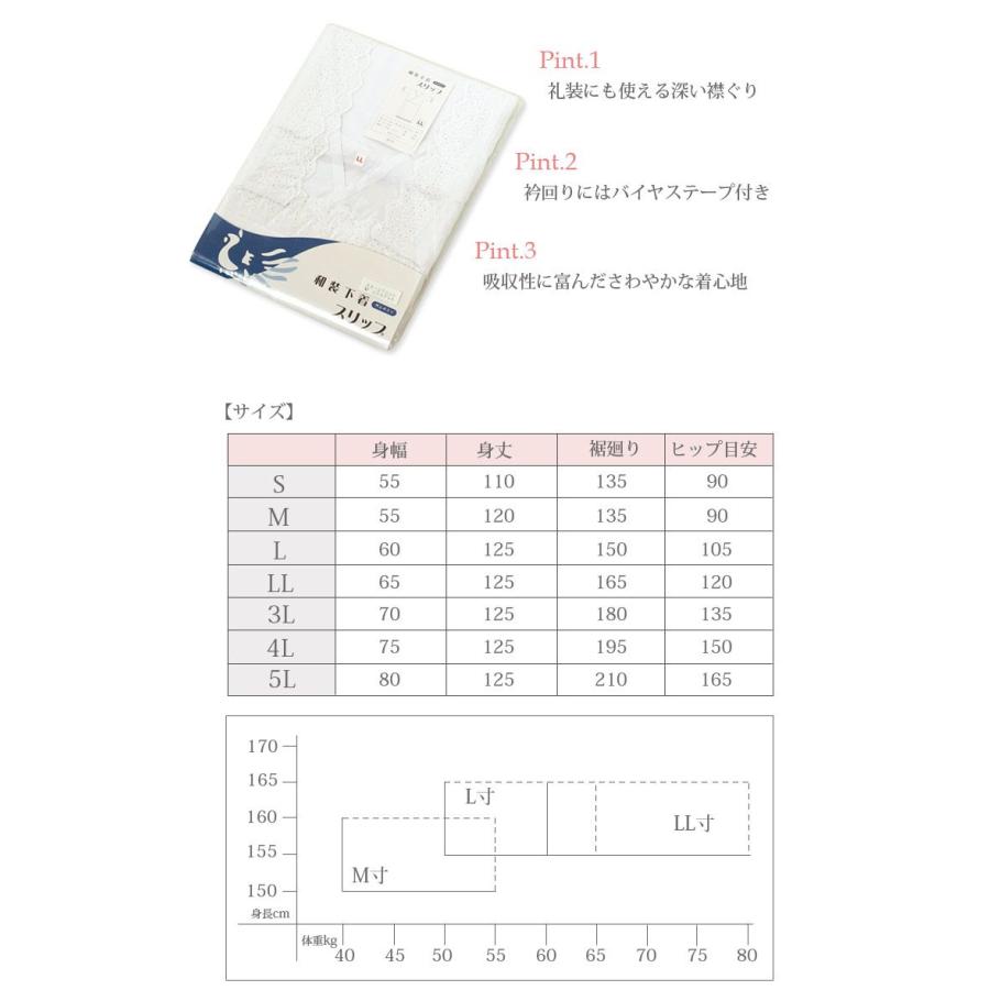 和装スリップ 下着スリップ 和装肌着 S M L LL 3L 4L 5L 大きいサイズ