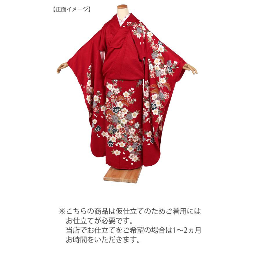 振袖 成人式 結婚式 卒業式 パーティー 晴れ着 正絹 地色 赤 仮仕立て