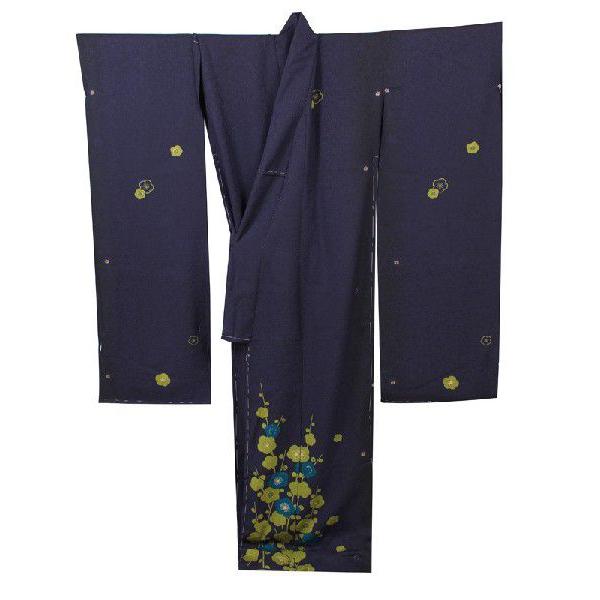 振袖 成人式 結婚式 卒業式 正絹 紺 ネイビー 仮仕立て シンプル 柄