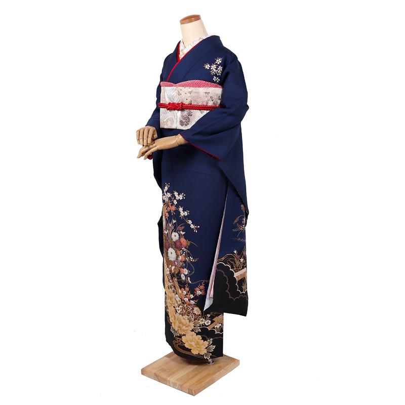 振袖 レンタル 成人式 結婚式 青 紺 トールサイズ セット 貸衣装 貸