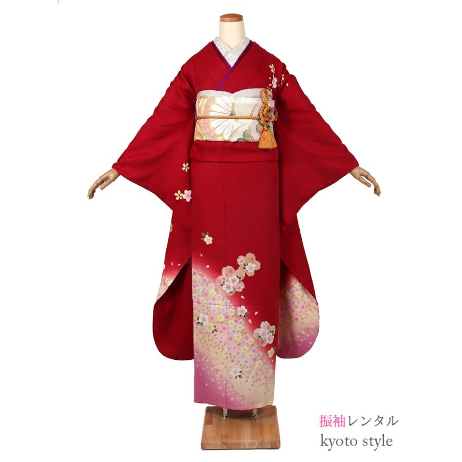 け*ら様 成人式　赤の振袖セット 一式　結婚式など 振袖レンタル 成人式 赤 レッド フルセット 結婚式 パーティー 結納