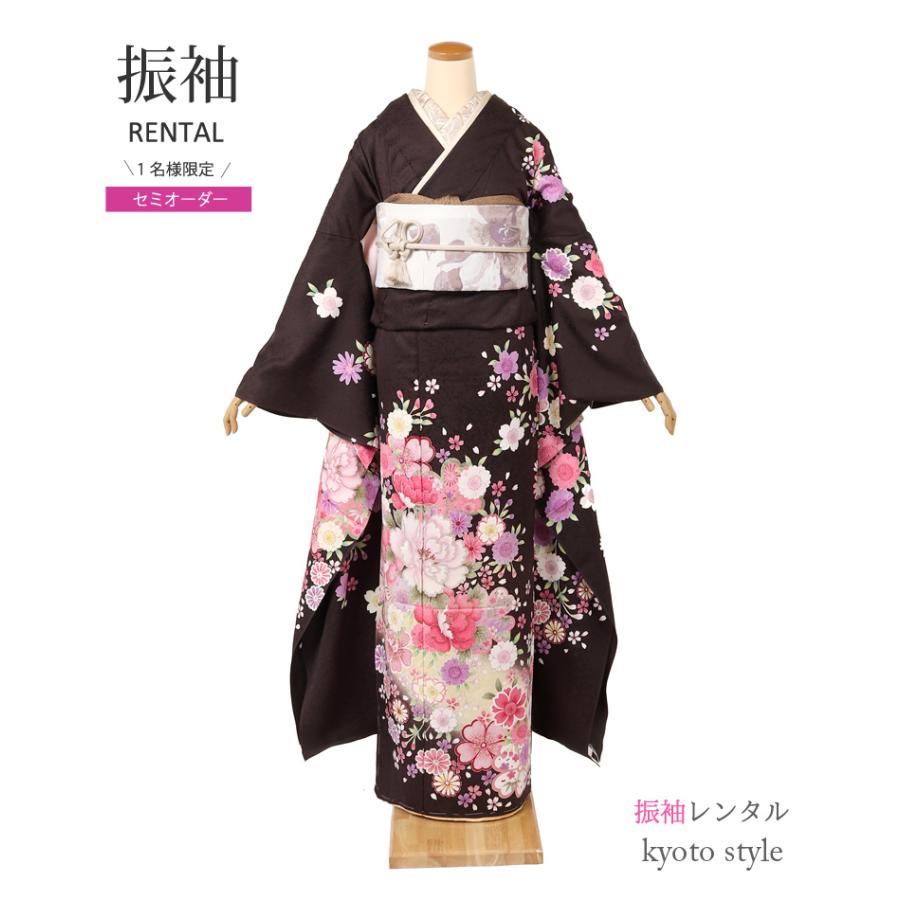 振袖レンタル 茶色 セミオーダー フルセット 成人式 結婚式 結納 卒業