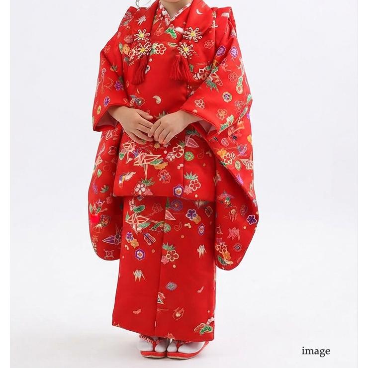 七五三 ３歳女の子　着物(赤系) ✳︎箱あり 七五三 着物 3歳 753 レンタル フルセット 七五三3歳着物 女の子 赤