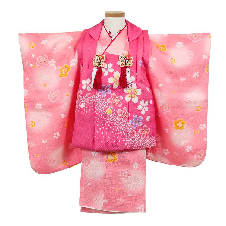 七五三 3歳 着物 レンタル 753 被布 セット 女の子 子供 ピンク 三歳