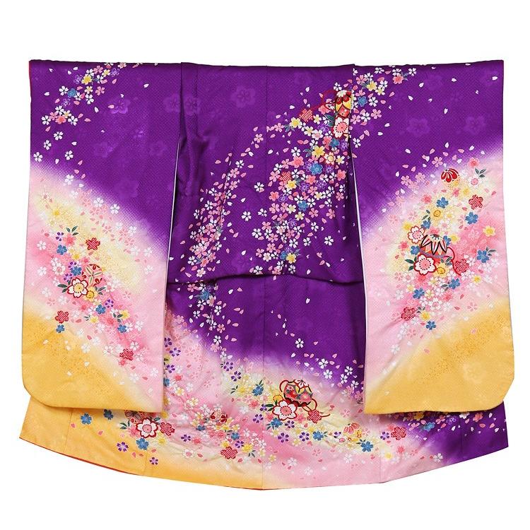 七五三 着物 7歳 レンタル フルセット 女の子 箱迫セット 紫 古典柄