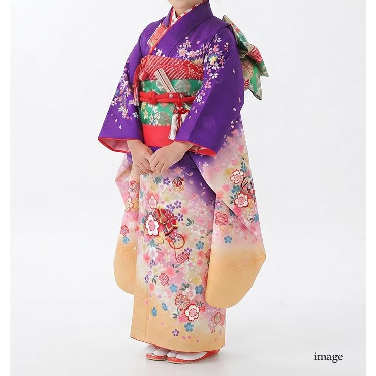 七五三 着物 7歳 レンタル フルセット 女の子 箱迫セット 紫 古典柄