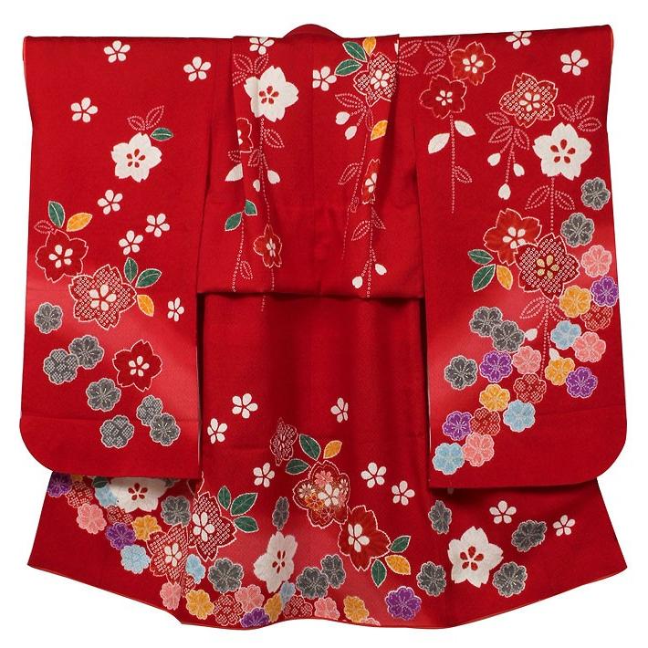 七五三 着物 7歳 レンタル フルセット 女の子 箱迫セット 赤 レッド 七
