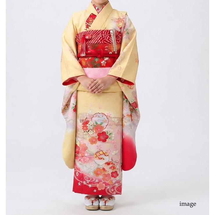 七五三 着物 7歳 レンタル フルセット 女の子 箱迫セット 黄色 七歳