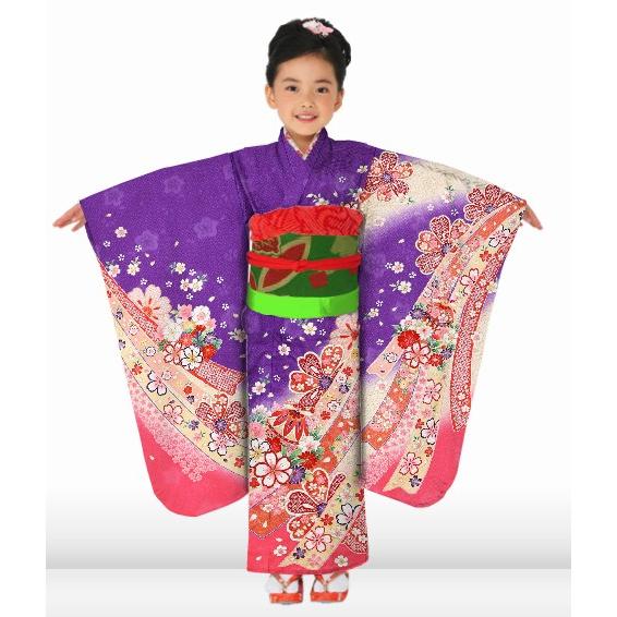 七五三 着物 7歳 レンタル フルセット 女の子 箱迫セット 紫 パープル