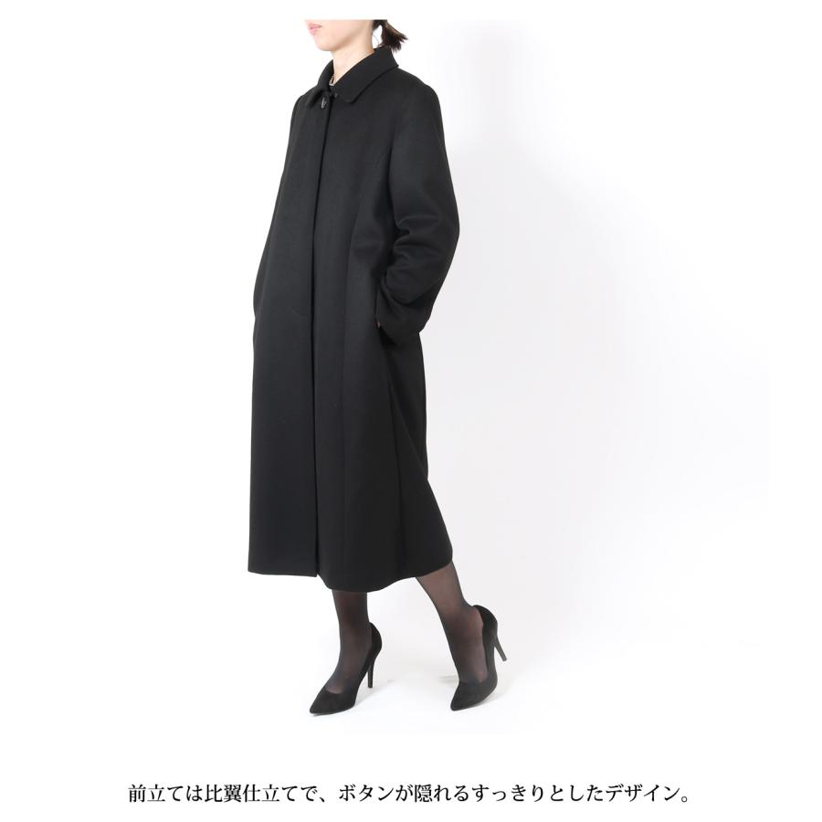 カシミヤ入り フォーマルコート レディース 女性 黒 111cm丈 ロング 冠