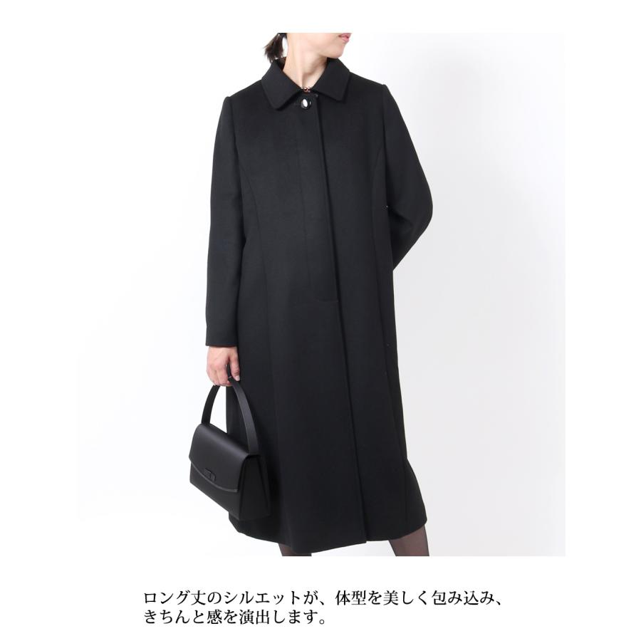 カシミヤ入り フォーマルコート レディース 女性 黒 111cm丈 ロング 冠