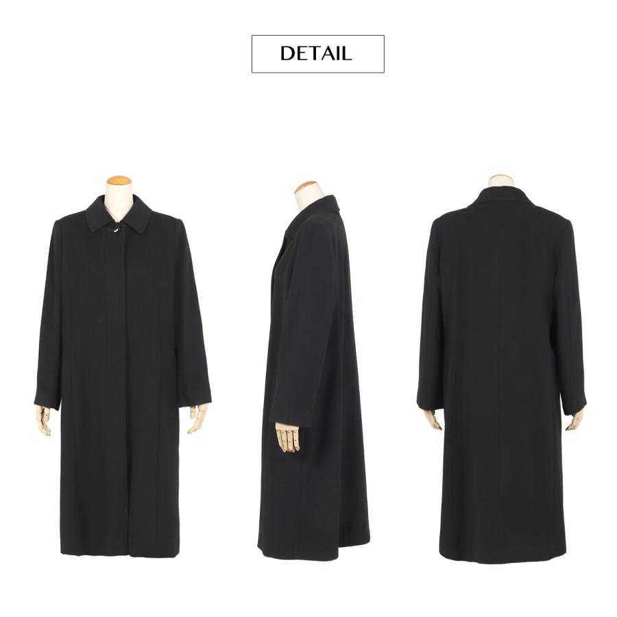 カシミヤ入り フォーマルコート レディース 女性 黒 111cm丈 ロング 冠