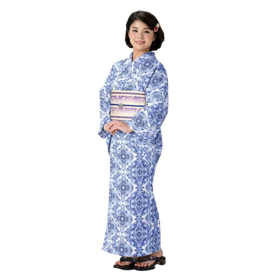 開店記念セール フリーサイズ 浴衣 プレタ 仕立上がり Yukata 可愛い 大人 かわいい ブランド浴衣 浴衣 女性 ゆかた Mori Hanae レディース 浴衣 クリーム Ly098 ブルー 青 レトロ 花 浴衣