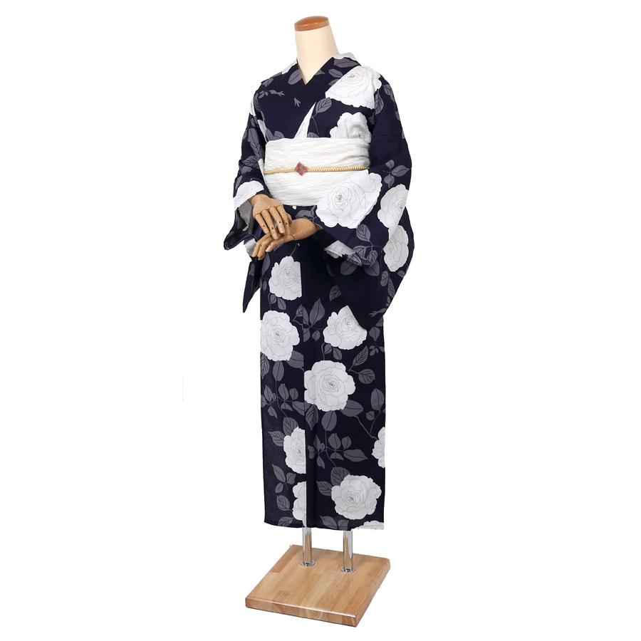 浴衣 レディース セパレート 二部式 女性 単品 紺 ネイビー 薔薇 バラ