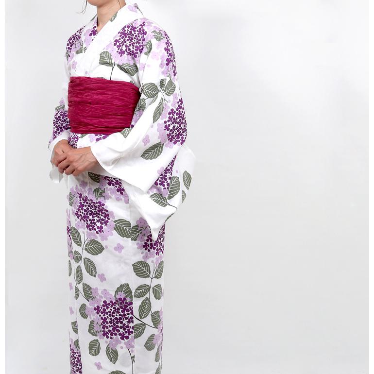 二部式 浴衣 レディース 女性 セパレート 単品 白 紫陽花 フリーサイズ