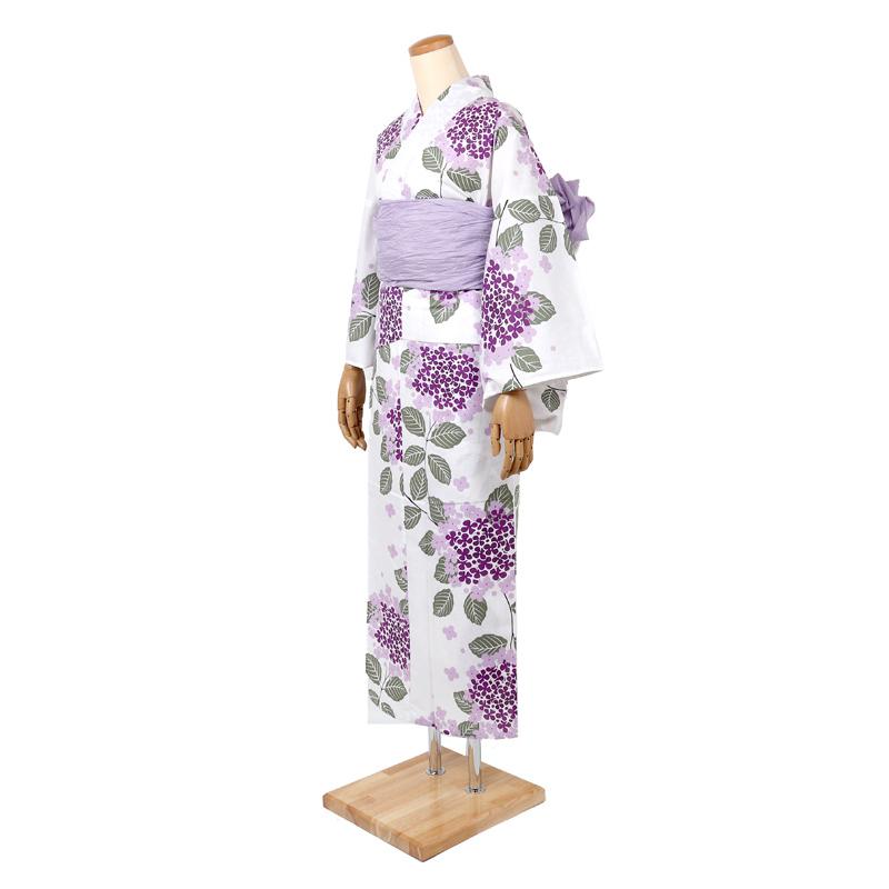 二部式 浴衣 レディース 女性 セパレート 単品 白 紫陽花 フリーサイズ