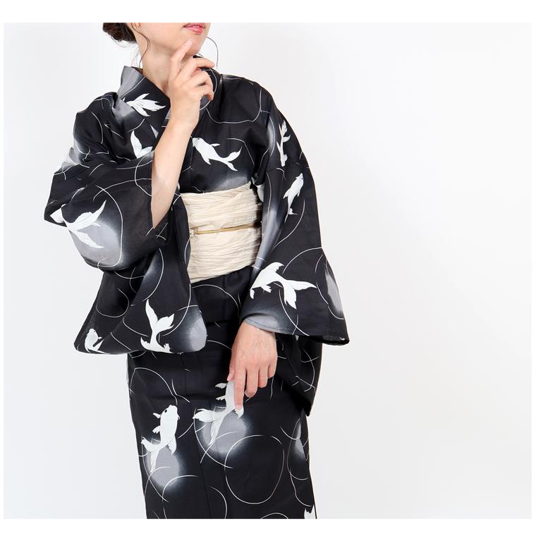 浴衣 二部式 レディース 女性 セパレート 黒 単品 フリーサイズ 花火