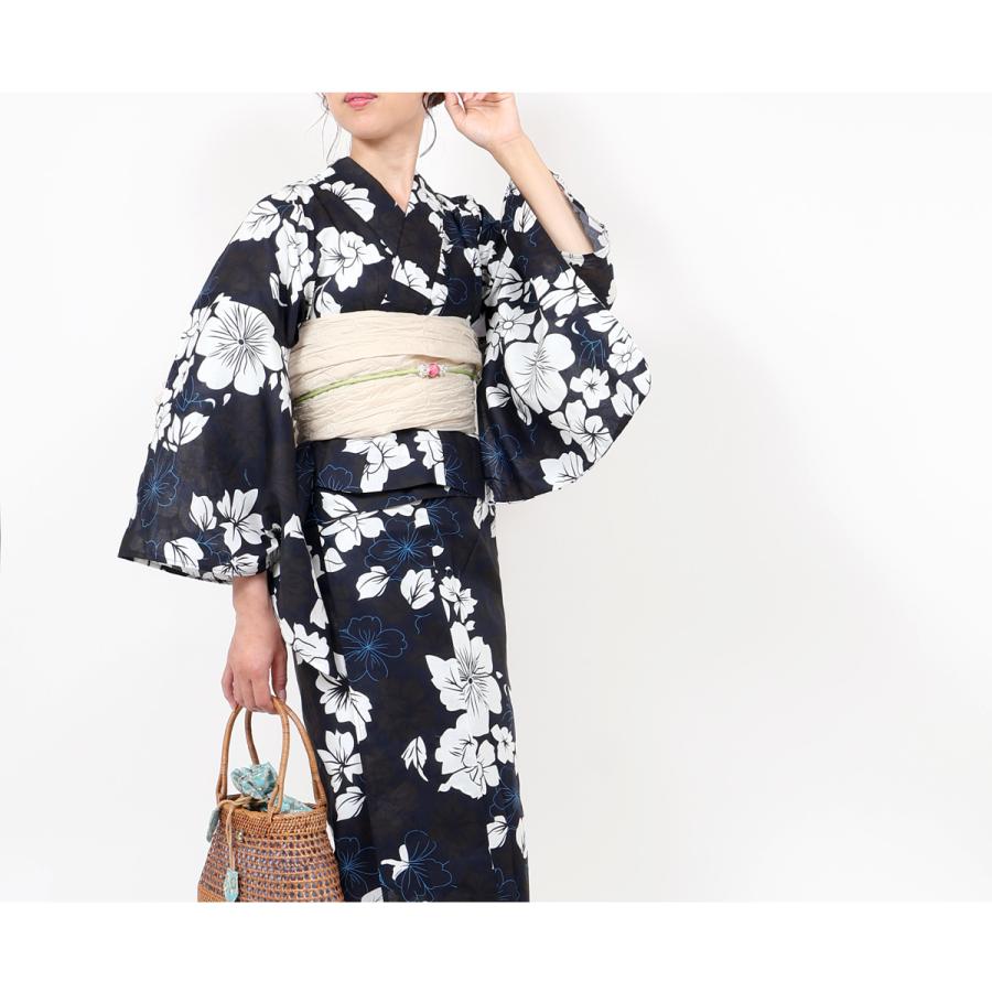 浴衣 二部式 レディース 女性 セパレート 紺 ネイビー 百合 単品