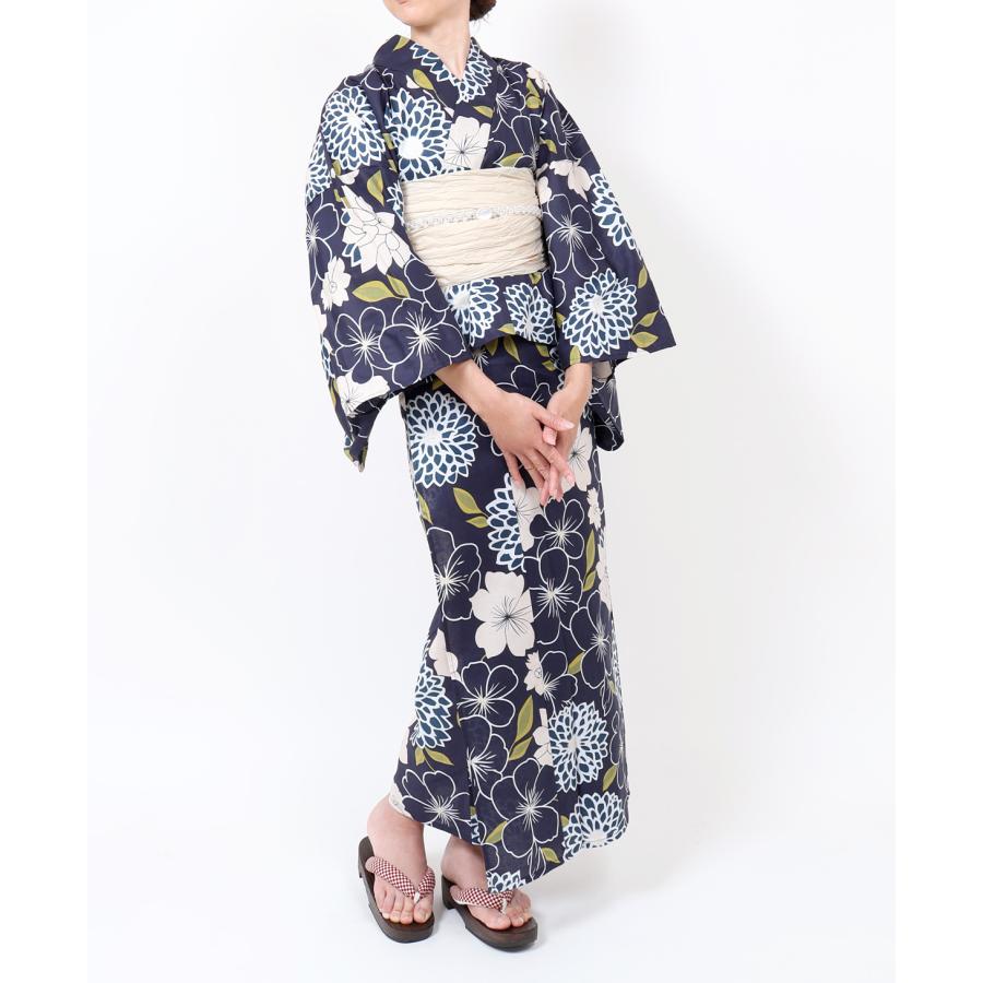 浴衣 二部式 レディース 女性 セパレート 紺 ネイビー 百合 単品