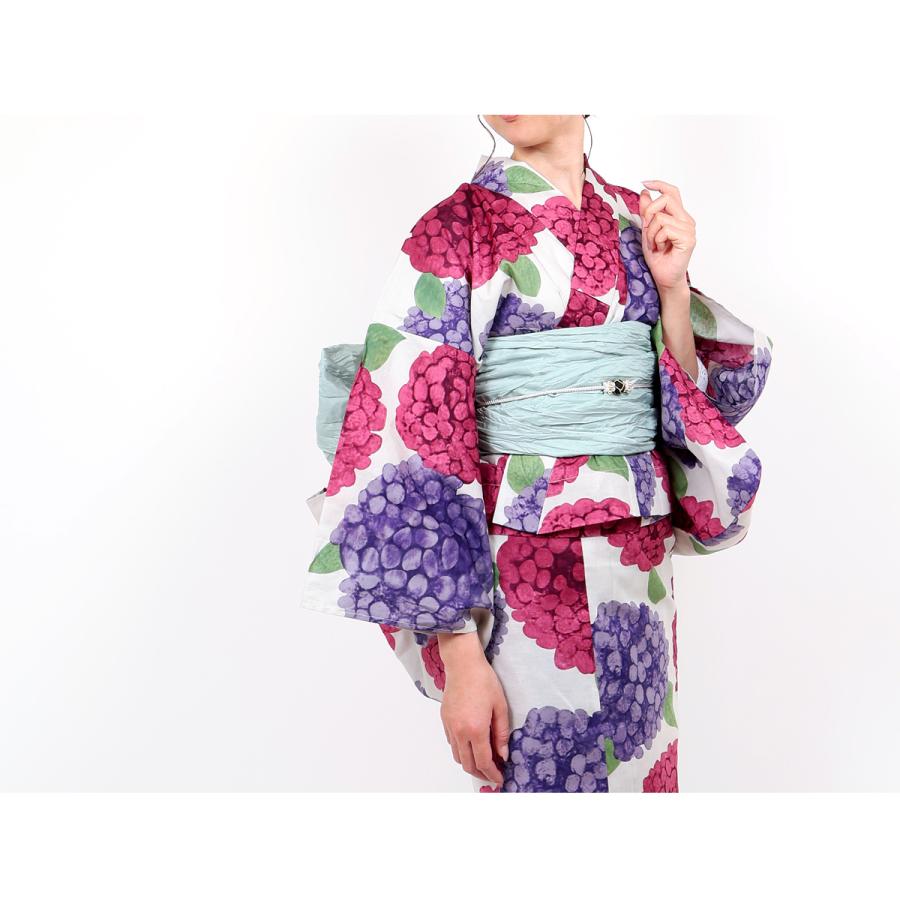 浴衣 二部式 レディース 女性 セパレート アイボリー 紫 紫陽花 単品