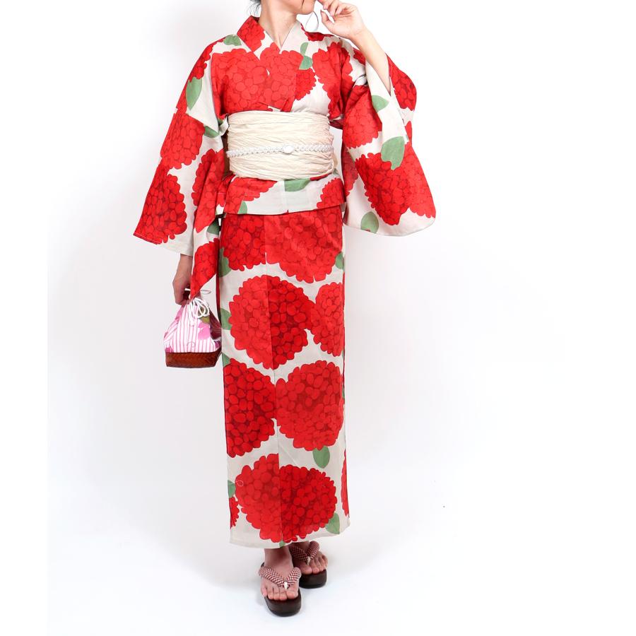 浴衣 二部式 レディース 女性 セパレート アイボリー 赤 紫陽花 単品