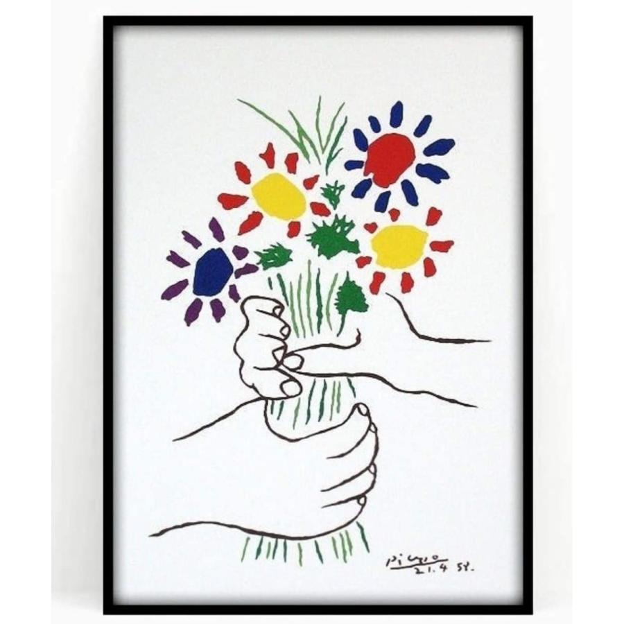送料無料 新品 ポスター パブロ ピカソ 花束を持つ手 フレーム付き Hadian Ir
