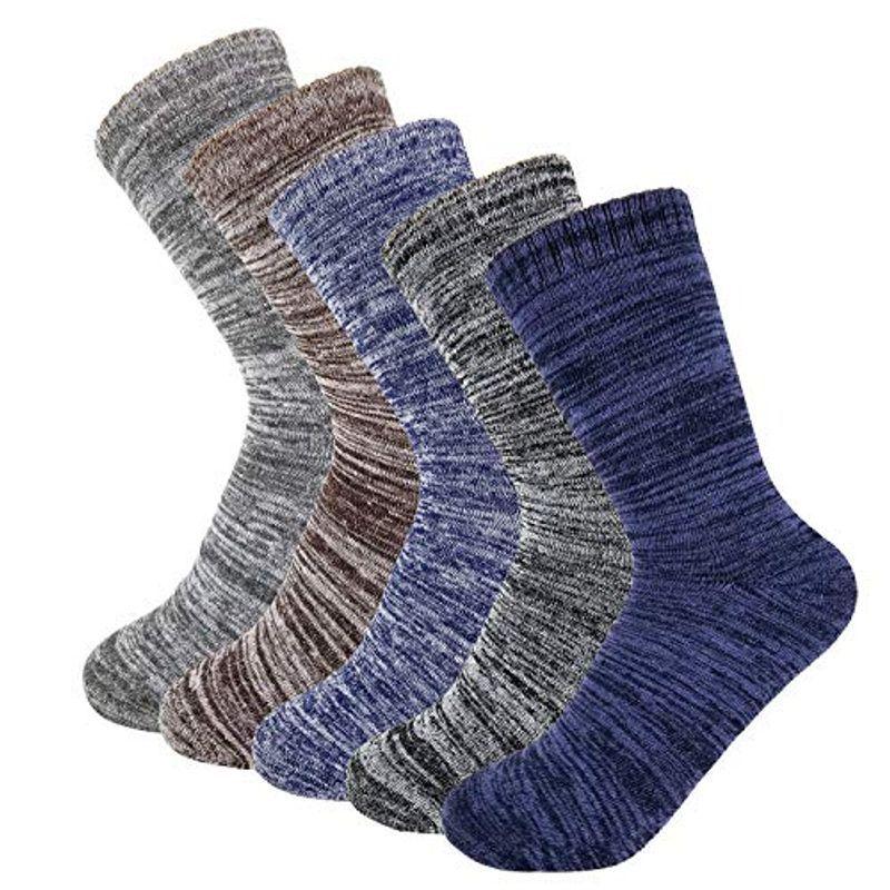 宅送 ハンエイスアイス 厚手 靴下 秋冬 ソックス 裏パイル 暖かい 防臭 25 27cm メンズ 5足セット 裏パイル スラブ 5足セット