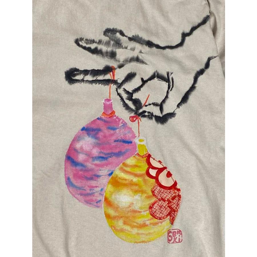 [送料無料] 夏祭り ストーン ゆったり 天竺 半袖Tシャツ 手描き 濡れ描き 和柄 和柄Tシャツ ヨーヨー 花火 ビッグシルエット リメイク