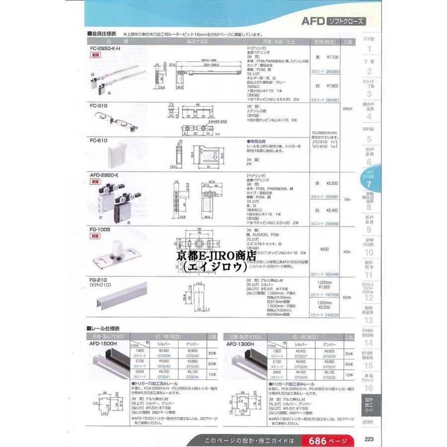 アトムリビンテック FG-210(KR-010) L=1000mm 下溝用ガイドレール（FG