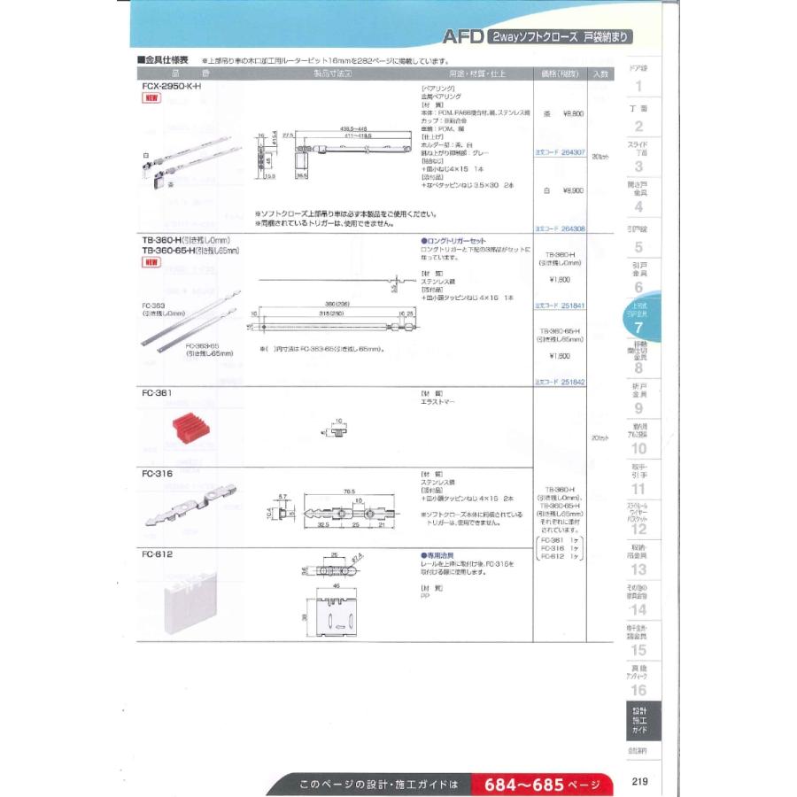 アトムリビンテック AFD-1560TB シルバー 425ｍｍ 2wayソフトクローズ戸袋納まり用開口側レール｜kyoto-e-jiro｜04