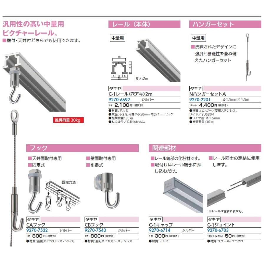 タキヤ コレダーライン ピクチャーレール C-1 ホワイト 2m（メーカー