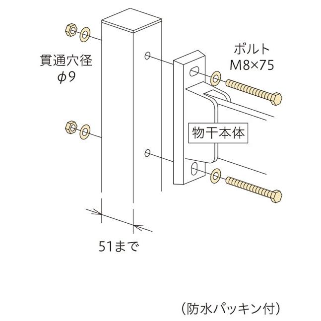 川口技研 ホスクリーン アルミ支柱取付パーツ HP-1 M8x75ボルトナット