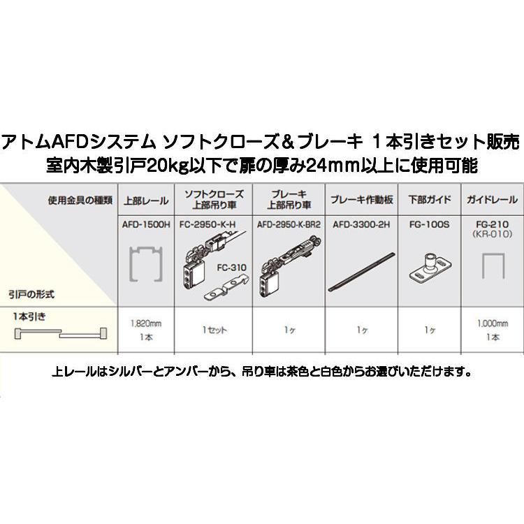 アトム ソフトクローズ＆ブレーキ 1本引きセット販売（AFD-1500H
