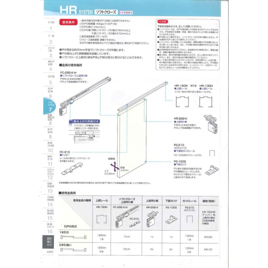 アトム 標準（片側）ソフトクローズ 2本引違いセット販売（HR-150H2本+FC-292-K-H2セットなど）アトムHRシステム（扉重量40kg以下）｜kyoto-e-jiro｜03