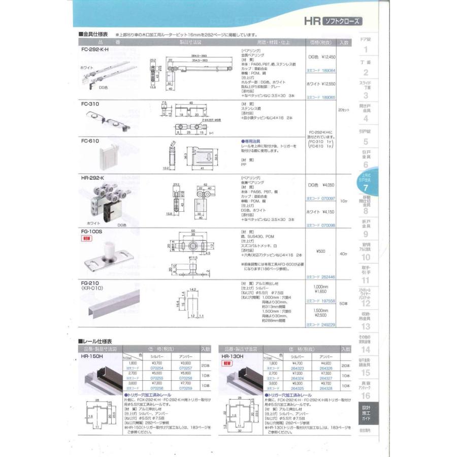 アトム 標準（片側）ソフトクローズ 2本引違いセット販売（HR-150H2本+FC-292-K-H2セットなど）アトムHRシステム（扉重量40kg以下）｜kyoto-e-jiro｜04