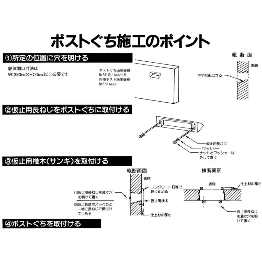 HSK ハッピー金属 ポスト口 632-B ブラック（ハッピーポスト口632B