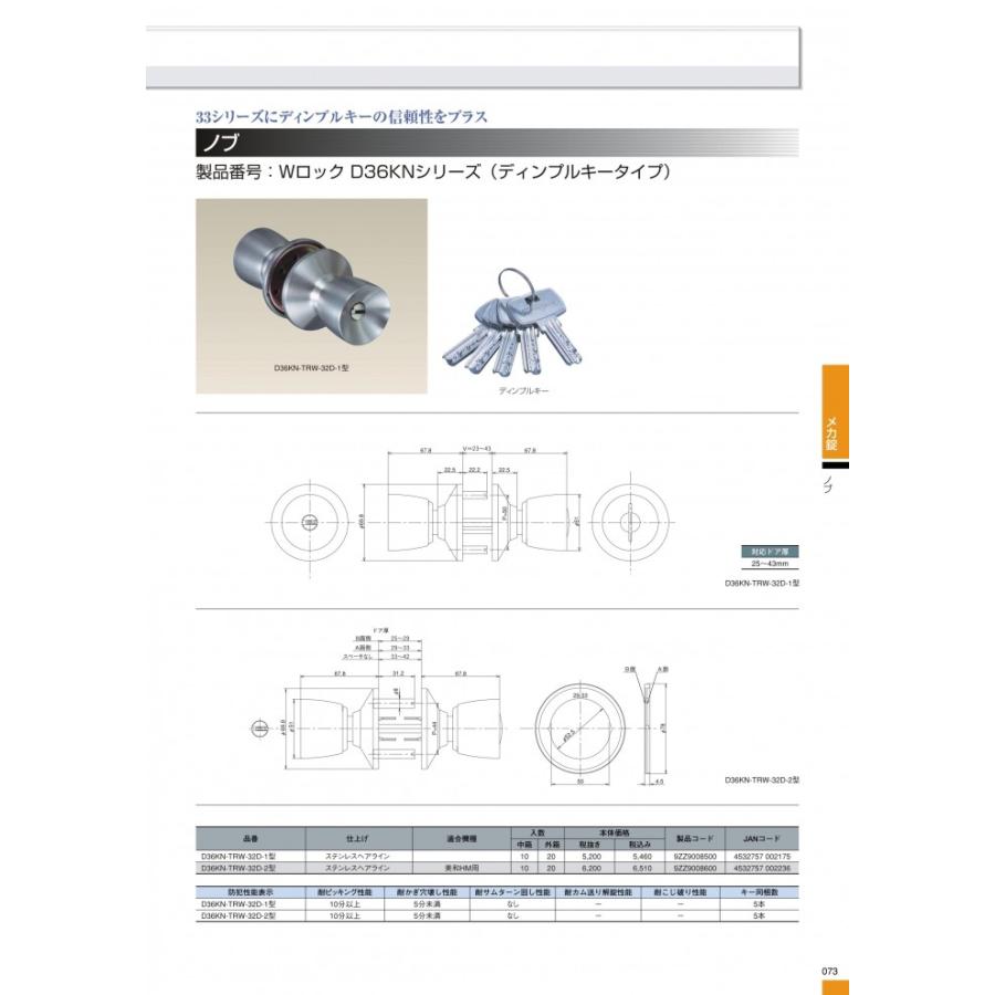 アルファ D36KN-TRW-32D-2型 （取替用ドアノブディンプルキータイプ） 2本足軸タイプ万能型取替用握り玉（美和ロックHM用）【メーカー廃番品】｜kyoto-e-jiro｜06