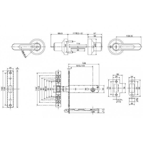 アルファ 32M65-PLV100ALU ブラウン 浴室用樹脂レバー取替錠間仕切
