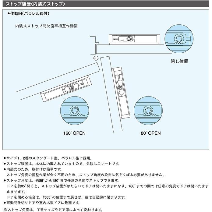 リョービ ドアクローザー S122P C1 ブロンズ色(パラレル型・内装式ストップ付)木製・アルミドア用ドアクローザー｜kyoto-e-jiro｜04