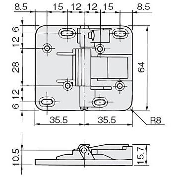 アトムリビンテック HD-50 上吊式収納折戸用丁番（50度仮ストップ機構