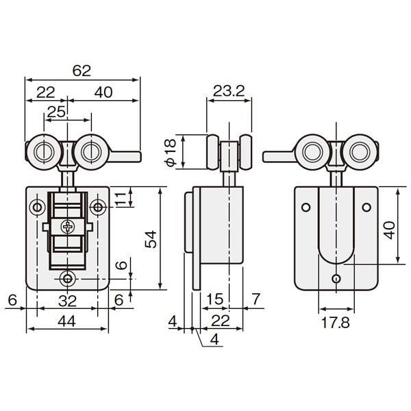 アトムリビンテック HR-200 アトムHRシステム収納折戸上部吊り車