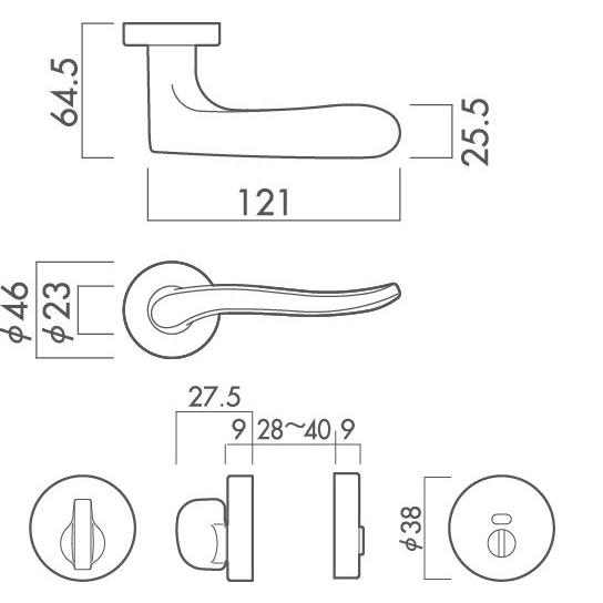 川口技研 レバーハンドル錠 LVS-32-4ND-N LVSケース錠仕様 丸座表示錠
