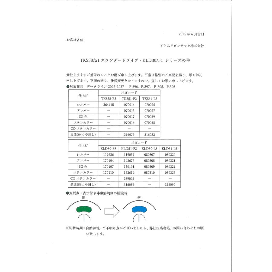 アトムリビンテック KLD51-P3 表示錠 バックセット51mmケース鎌錠