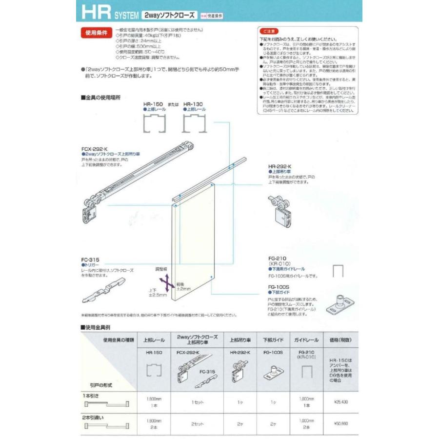 アトムリビンテック HR-150 シルバー 1800mm 上吊式引戸HRシステム上
