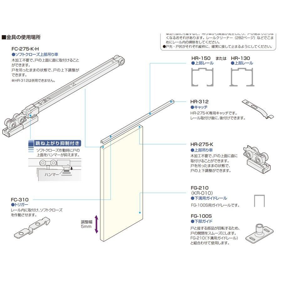 アトムリビンテック HR-150 アンバー 1800mm 上吊式引戸HRシステム上レール｜kyoto-e-jiro｜05