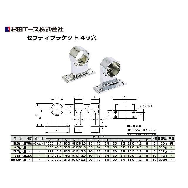 杉田エース 首長セフティブラケット 38mm 4ツ穴タイプ(通・止 杉田エース 首長セフティブラケット 38mm 4ツ穴タイプ(通・止