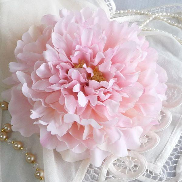 振り袖用ヘアアクセ お姫様ピンクカラーふくよか牡丹花飾り | 