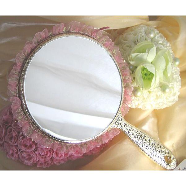 お姫さま手鏡 楽屋ミラー フローラルフローラル ワイド かなり大きめ