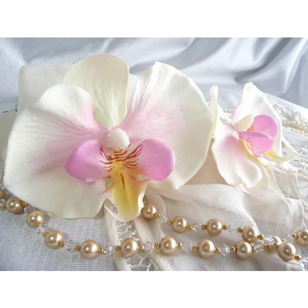 和装・洋装兼用　髪飾りコチョウラン2本セット　ホワイティキュート | 