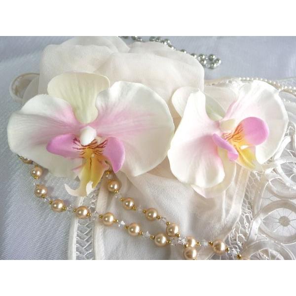 和装・洋装兼用　髪飾りコチョウラン2本セット　ホワイティキュート |  | 01